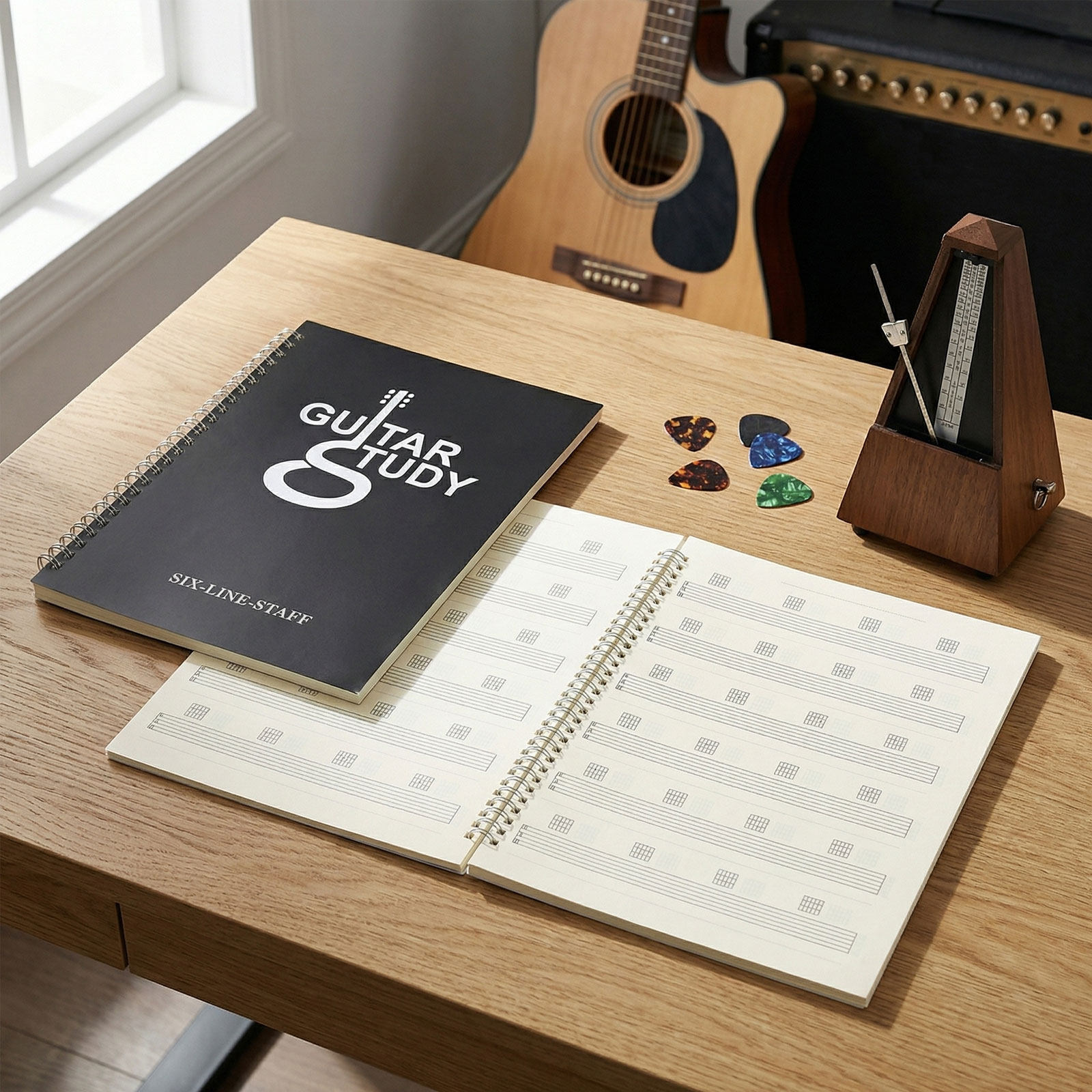 Blank Sheet Music Notebook - 2 Adet Müzik Not Defteri, Gitar