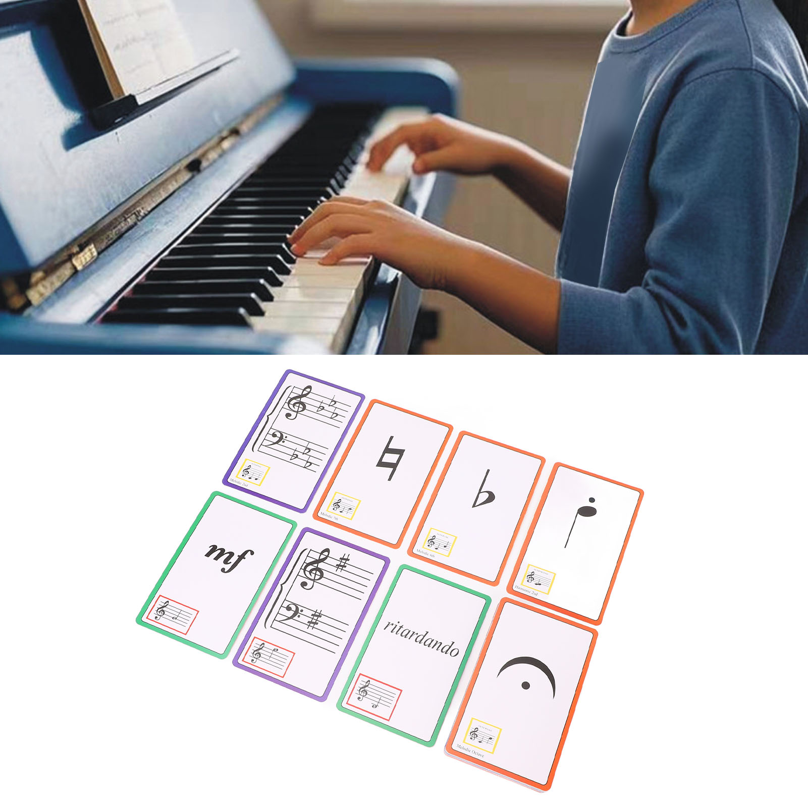 Blank Sheet Music Notebook - Müzik Flaş Kartları Renk Kodlu Çift