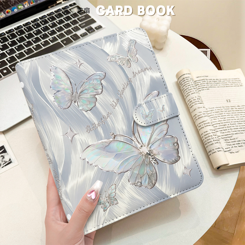 Kpop Photo Card Binder 3 Inch - Gümüş Yanardöner Kelebek A5 Kart Bağlayıcı