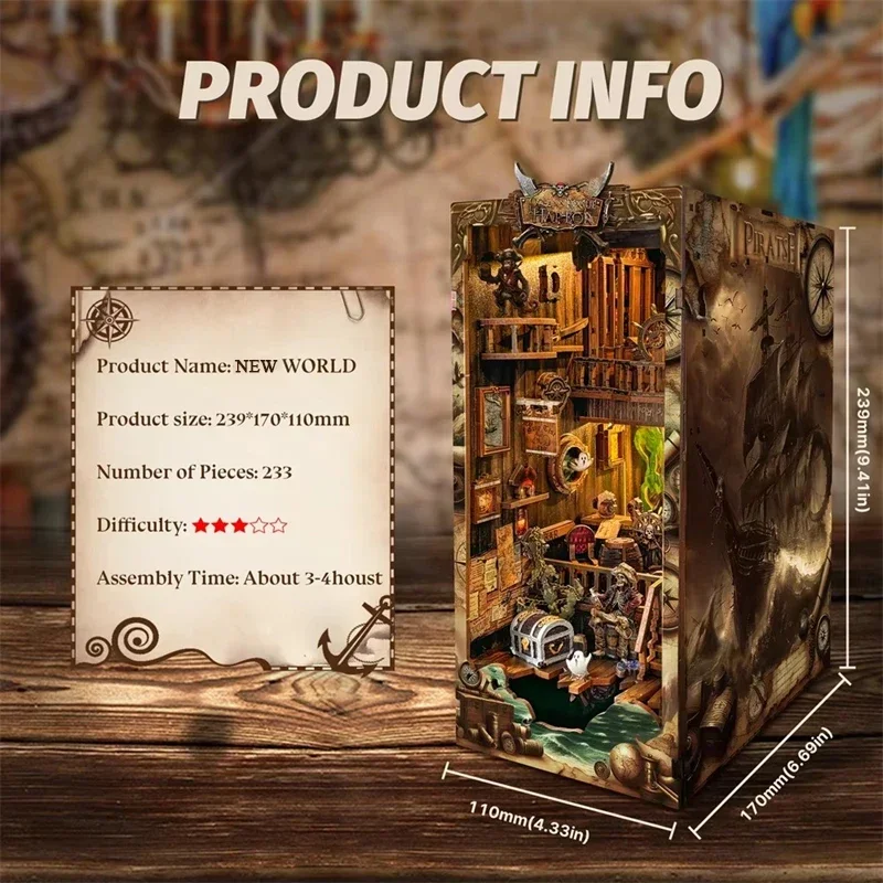 YENI DIY Ahşap Kitap Köşesi Ra - Diy Wooden Book Nook Kit Shelf Insert incelemesi ve fiyatı